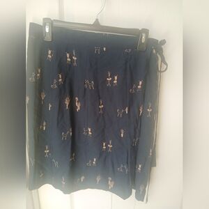 3/$15 Stonebridge Navy Wrap Skirt with Beige Pattern Size 12
